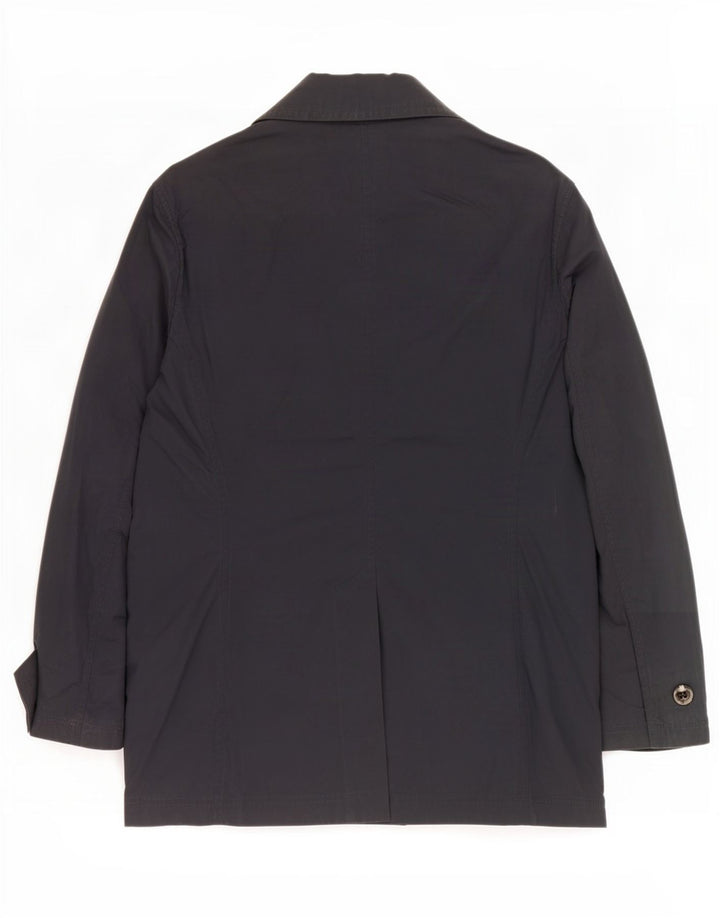 Hackett Mens Double Breasted Coat UK 38 Medium Navy Blue Nylon