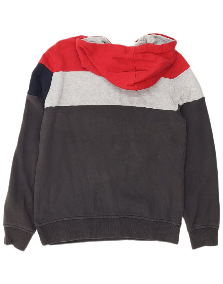 CONVERSE Mens Graphic Hoodie Jumper Medium Black Colourblock Cotton