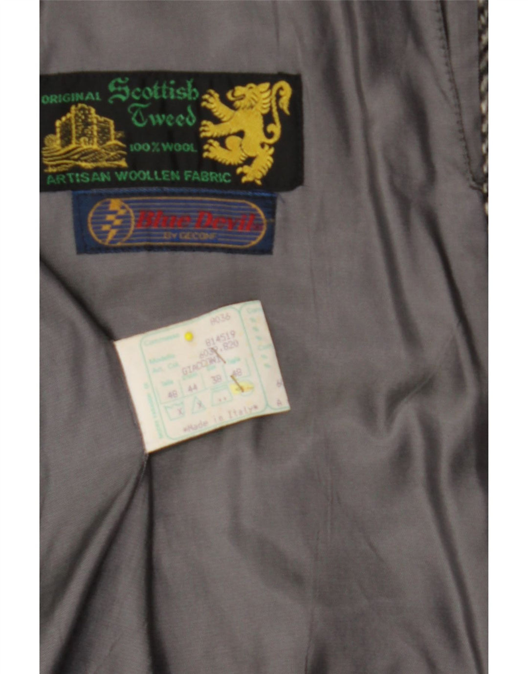 BLUE DEVIL Muški gornji kaput UK 38 srednje siva vuna riblja kost