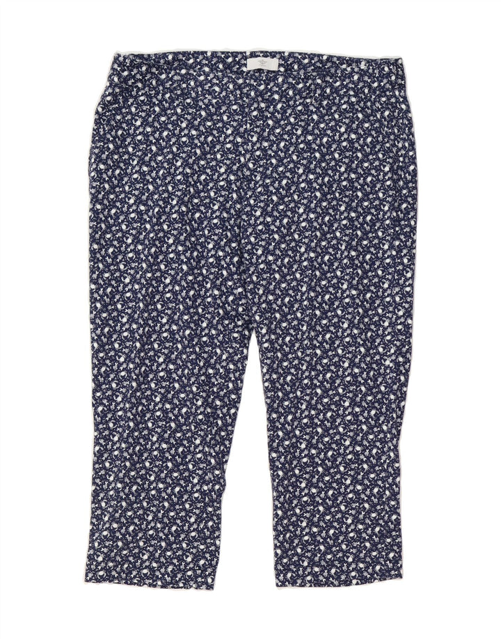 DOCKERS Womens Abstract Pattern Capri Trousers US 14 XL W34 L21 Navy Blue Vintage Dockers and Second-Hand Dockers from Messina Hembry 