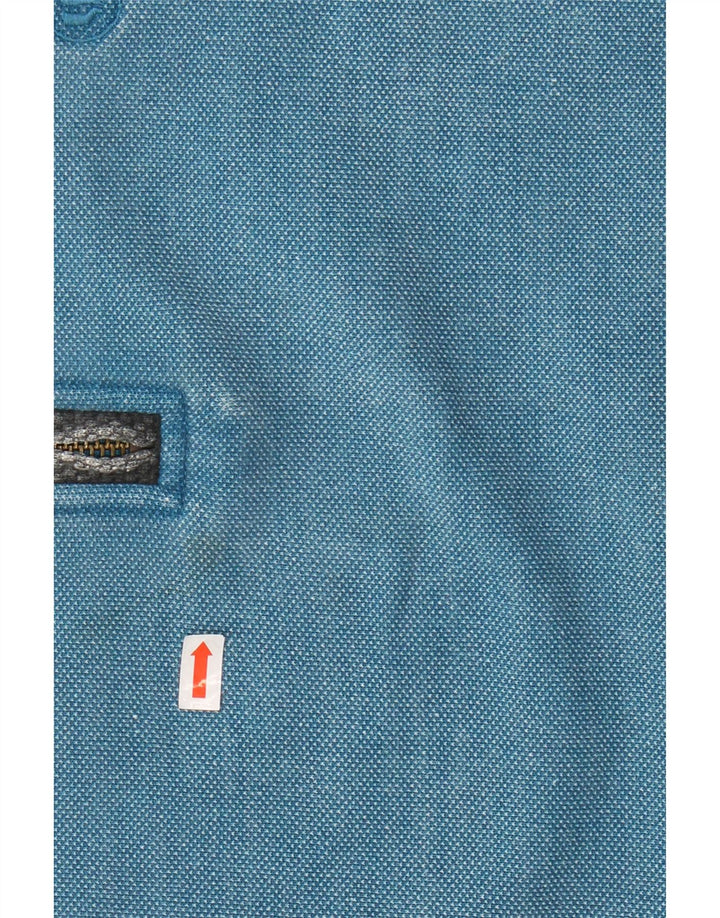 FAT FACE Veliki plavi pamuk, muška majica s izrezom s patentnim zatvaračem