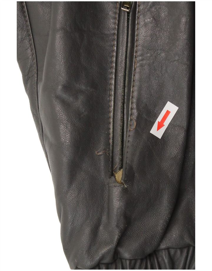 Vintage muška kožna jakna IT 52 XL siva koža