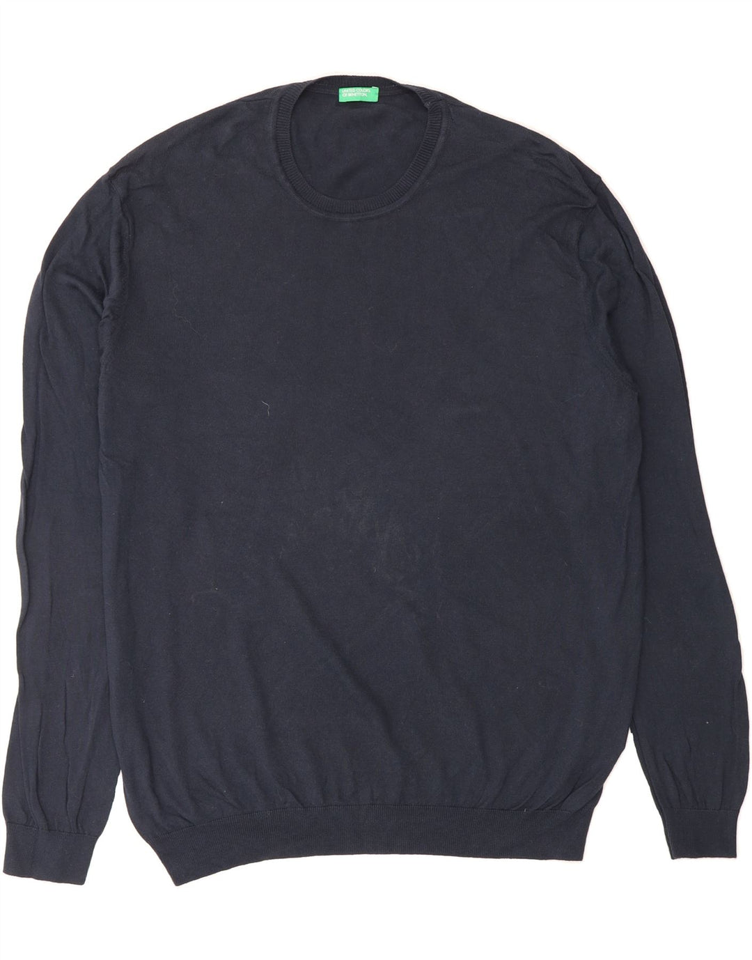 BENETTON Mens Crew Neck Jumper Sweater XL Navy Blue Vintage Benetton and Second-Hand Benetton from Messina Hembry 