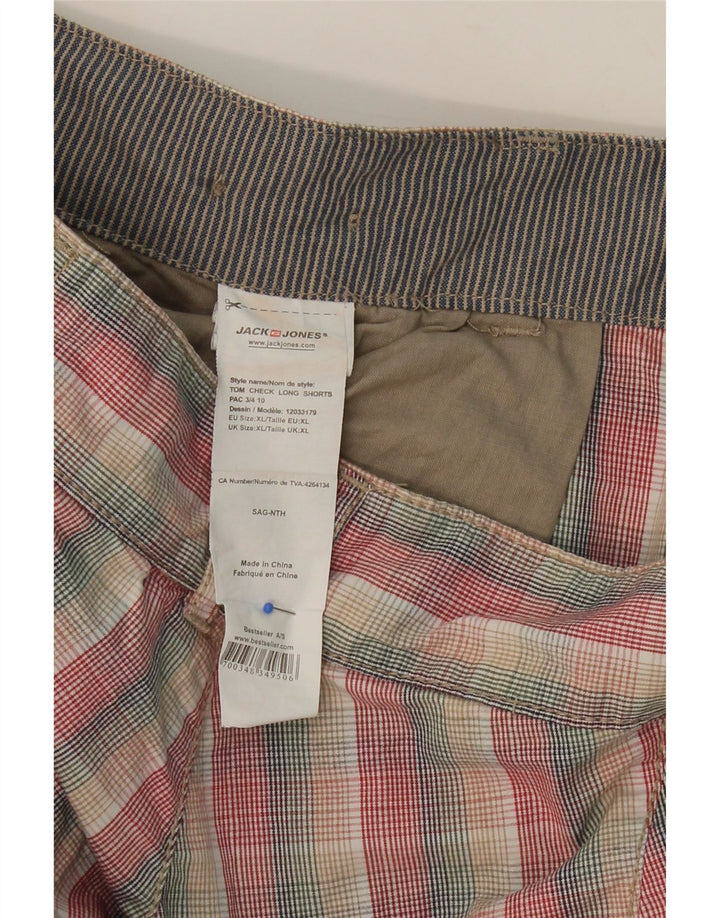JACK & JONES Mens Chino Shorts XL W38 Multicoloured Check Cotton Vintage Jack & Jones and Second-Hand Jack & Jones from Messina Hembry 