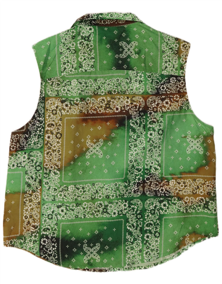 ZARA Mens Sleeveless Shirt Large Green Floral Polyester