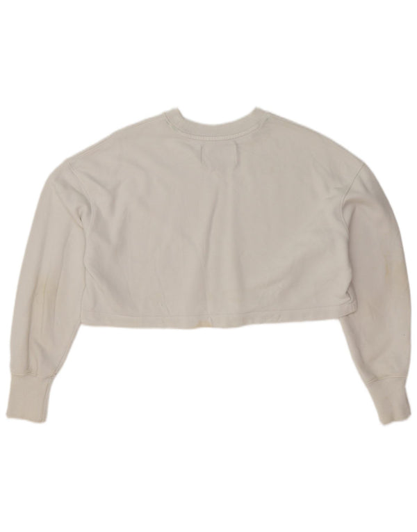 Calvin Klein Jeans Womens Oversized Crop Sweatshirt Jumper UK 6 XS White