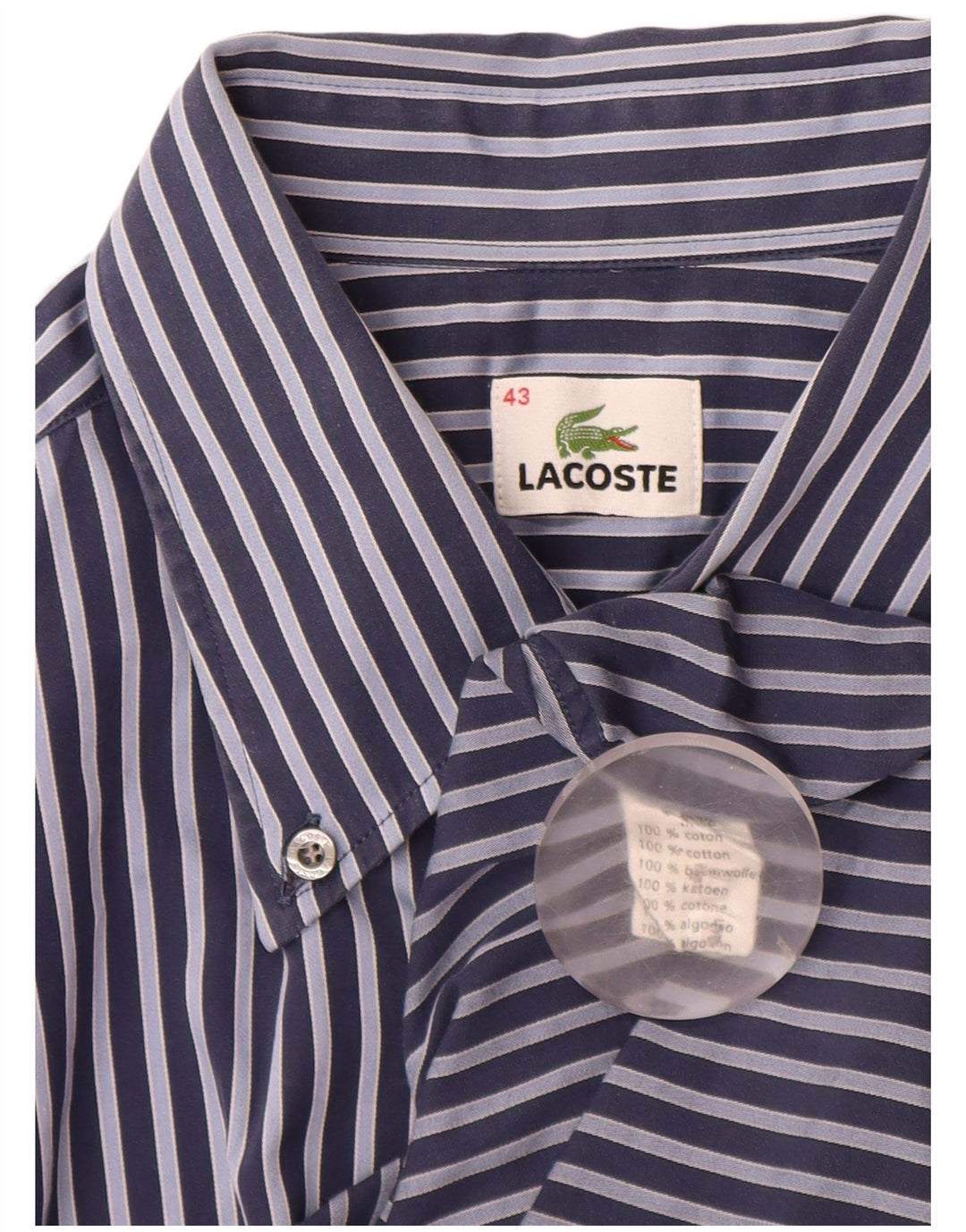 LACOSTE muška košulja kratkih rukava, veličina 43 XL, tamnoplava, pamuk na pruge