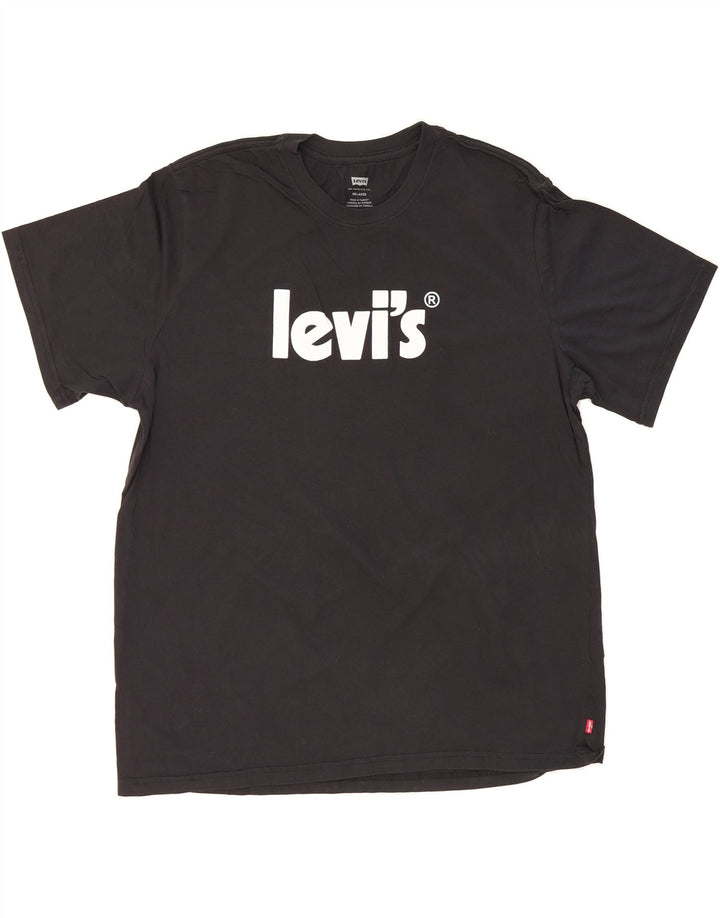 LEVI'S Mens Relaxed Graphic T-Shirt Top Large Black Cotton Vintage Levi's and Second-Hand Levi's from Messina Hembry 