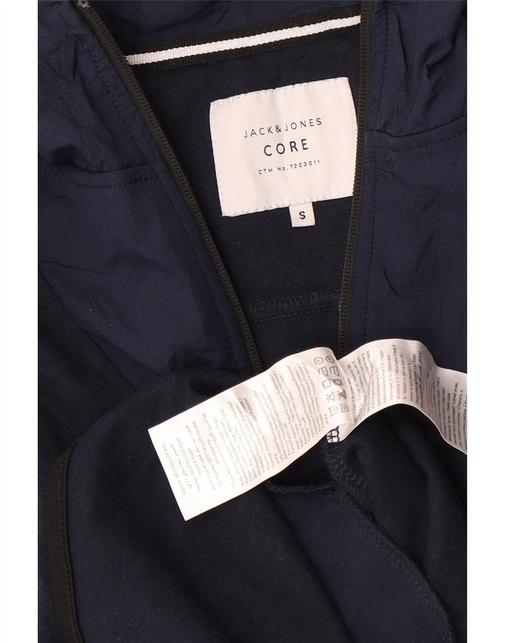 Jack & Jones muška majica s kapuljačom i izrezom s patentnim zatvaračem Mali tamnoplavi poliester