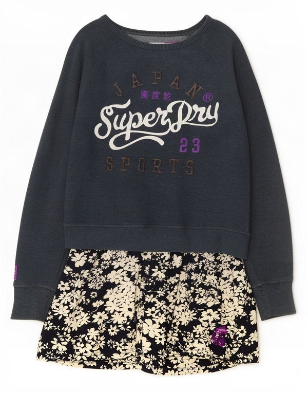 Superdry ženska majica s grafičkim džemperom UK 16 velika tamnoplava