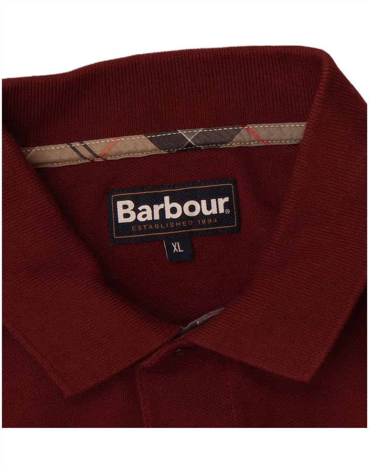 BARBOUR Muška polo majica dugih rukava XL Bordo pamuk