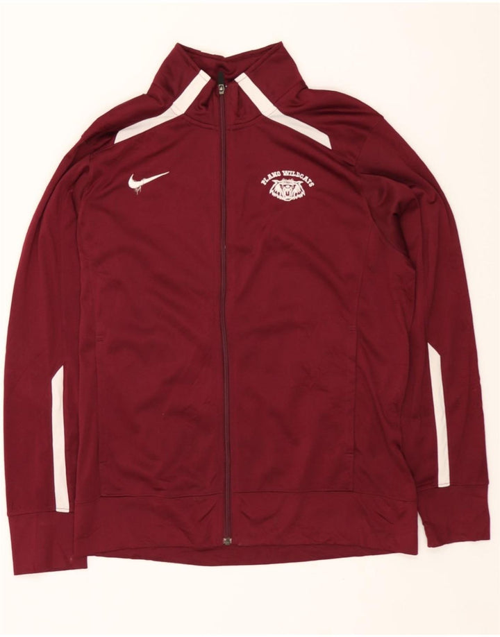 NIKE Mens Tracksuit Top Jacket Medium Maroon Colourblock Polyester Vintage Nike and Second-Hand Nike from Messina Hembry 