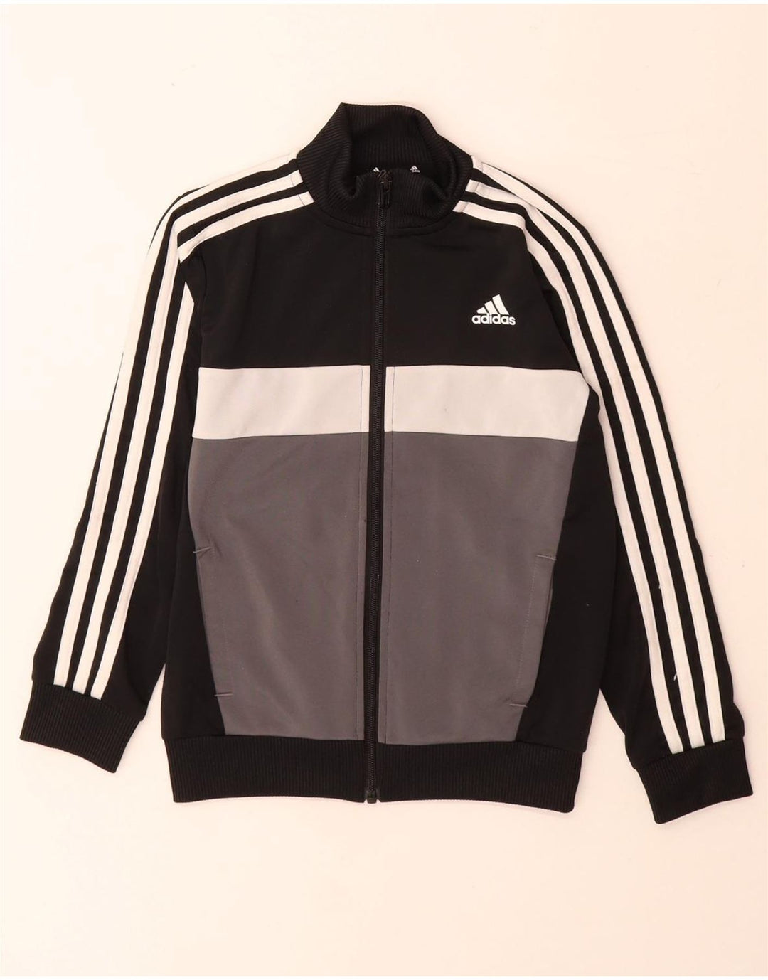 Gornja jakna od trenirke Adidas za dječake 7-8 godina, crna poliesterska boja
