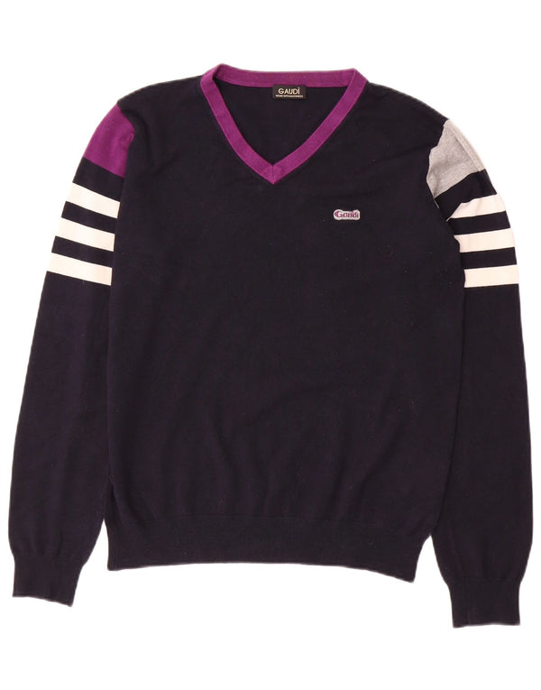 GAUDI ženski džemper s V-izrezom UK 14 srednje tamnoplave boje