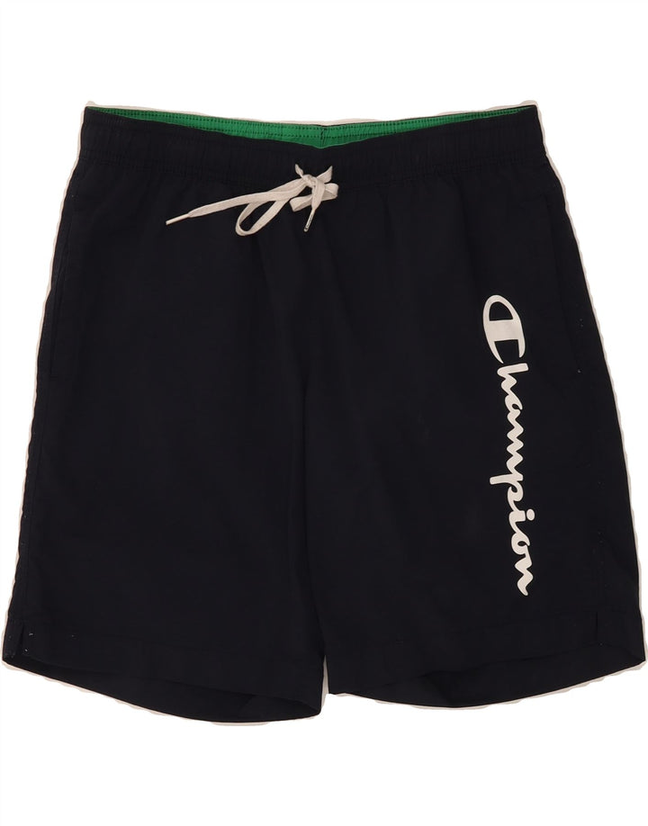 CHAMPION Mens Graphic Swimming Shorts Small  Navy Blue Polyamide Vintage Champion and Second-Hand Champion from Messina Hembry 