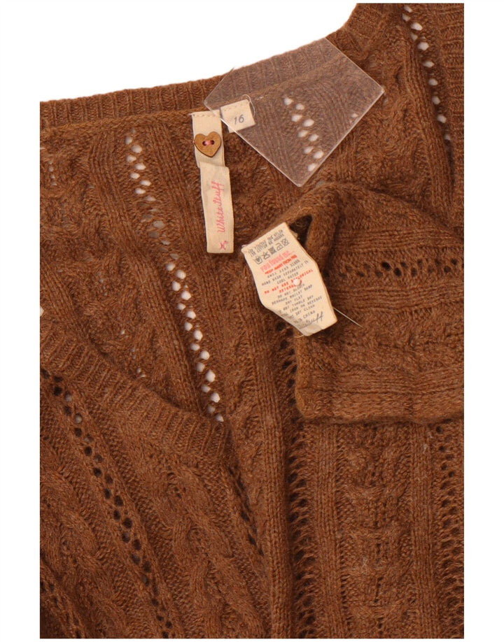 WHITE STUFF Ženski kardigan pulover UK 16 Velika smeđa viskoza