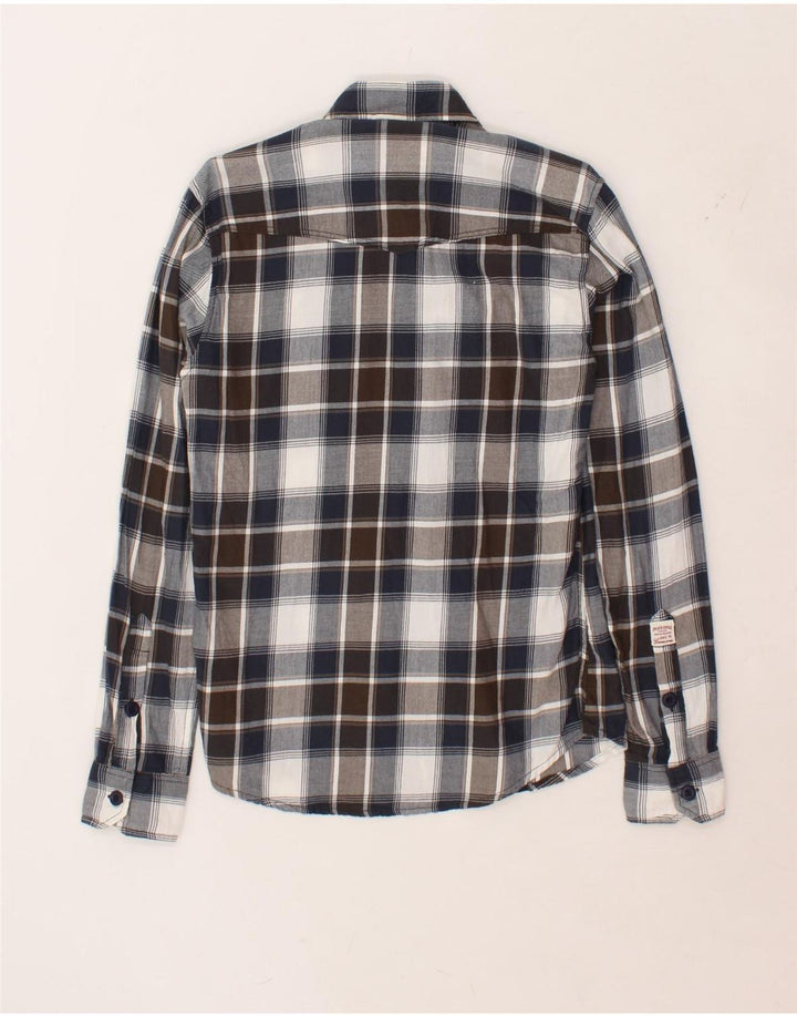 JACK & JONES Mens Flannel Shirt Small Navy Blue Check Cotton Vintage Jack & Jones and Second-Hand Jack & Jones from Messina Hembry 