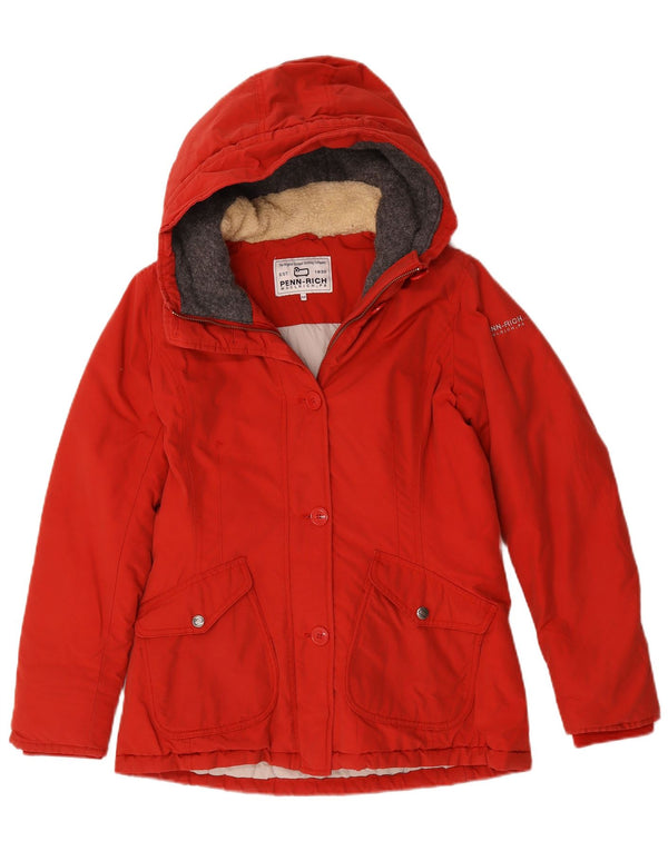 Woolrich ženska jakna parka s kapuljačom UK 14 Srednje crveni pamuk
