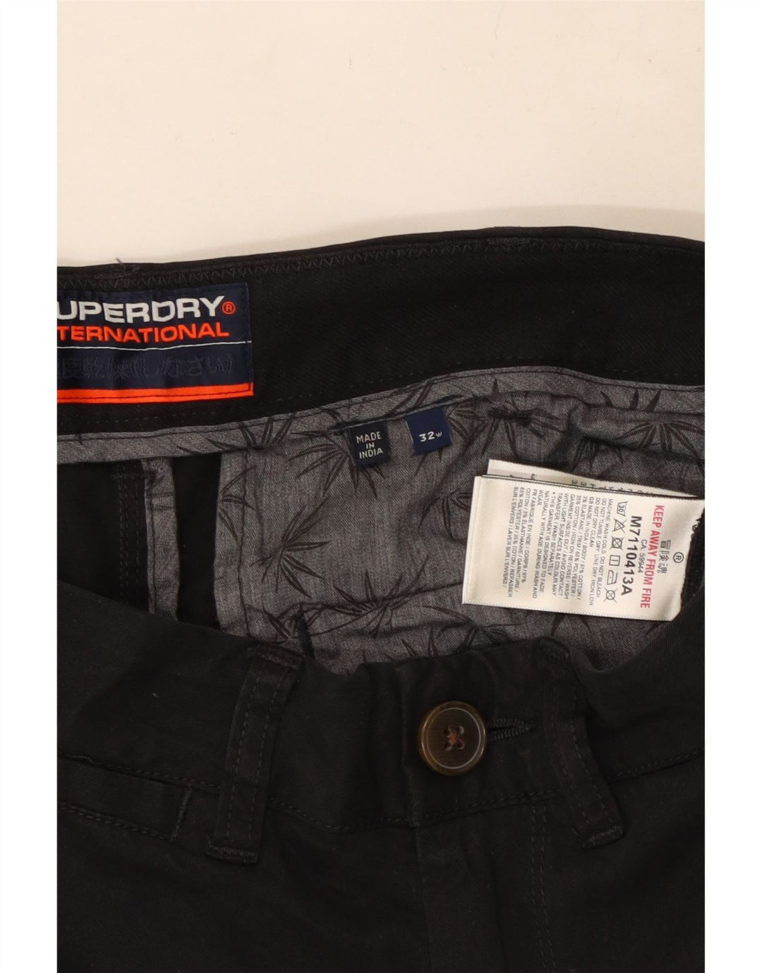 SUPERDRY Muške chino kratke hlače W32 Srednje crni pamuk