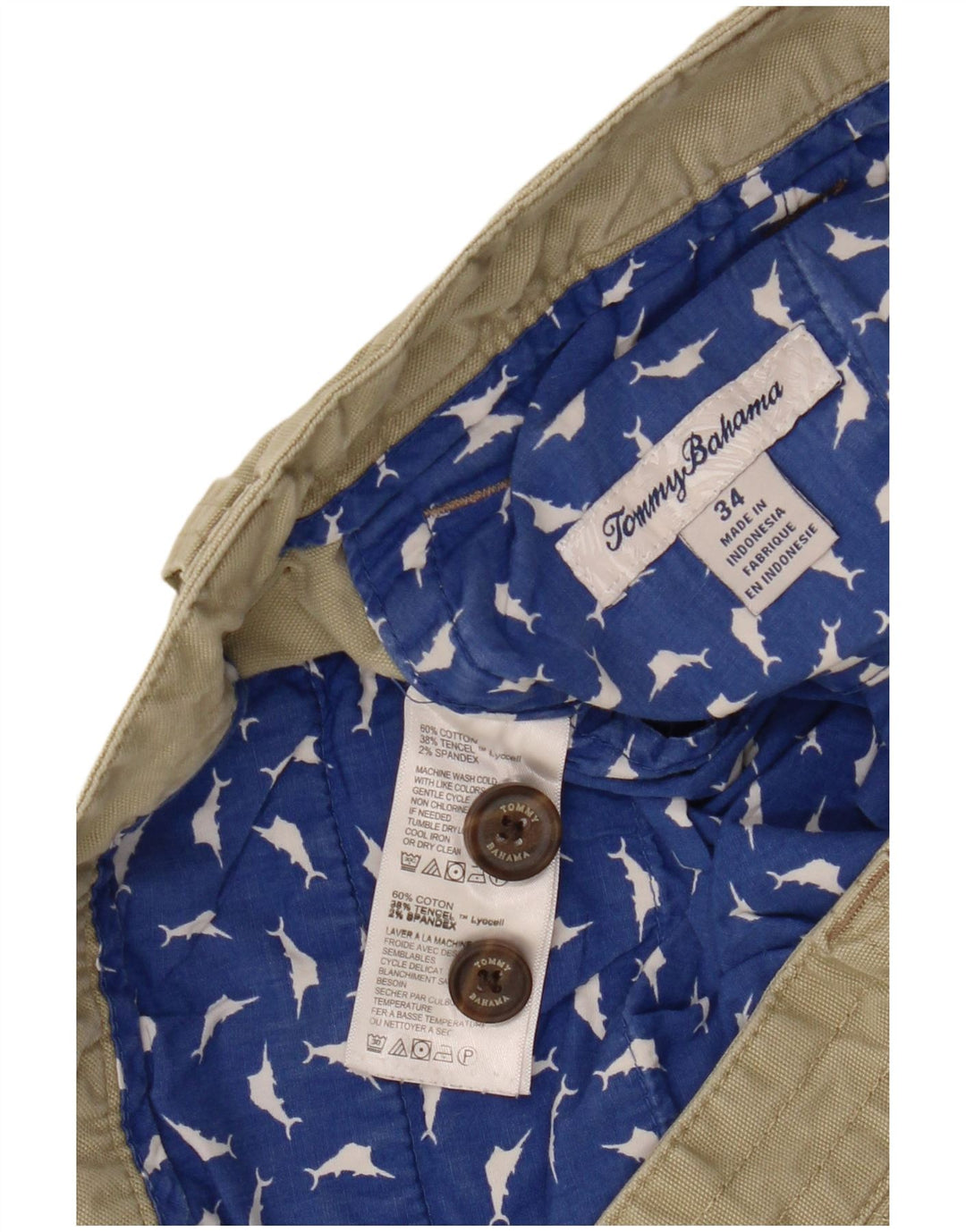 TOMMY BAHAMA Muške kargo kratke hlače W34 veliki kaki pamuk
