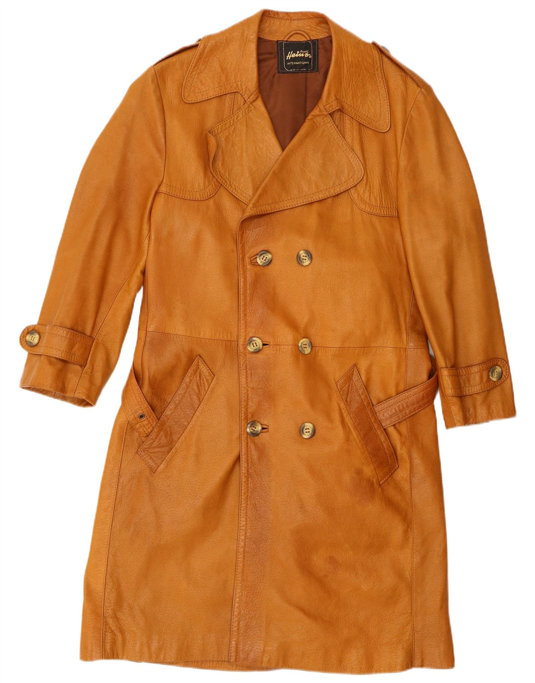 VINTAGE muški vojnički kožni kaput EU 46 mali bež