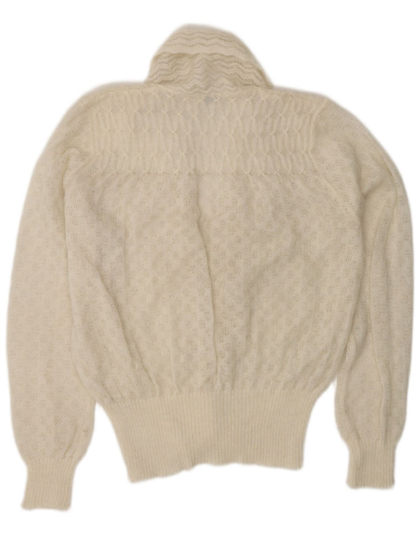 VINTAGE ženski kardigan pulover UK 16 Veliki prljavo bijeli akril