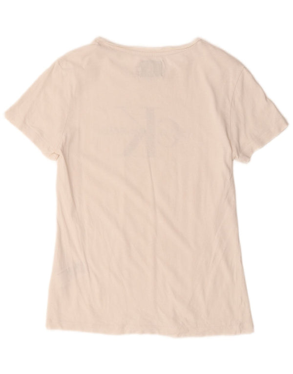 Calvin Klein Jeans Ženska grafička majica kratkih rukava UK 12 Srednje bijeli pamuk