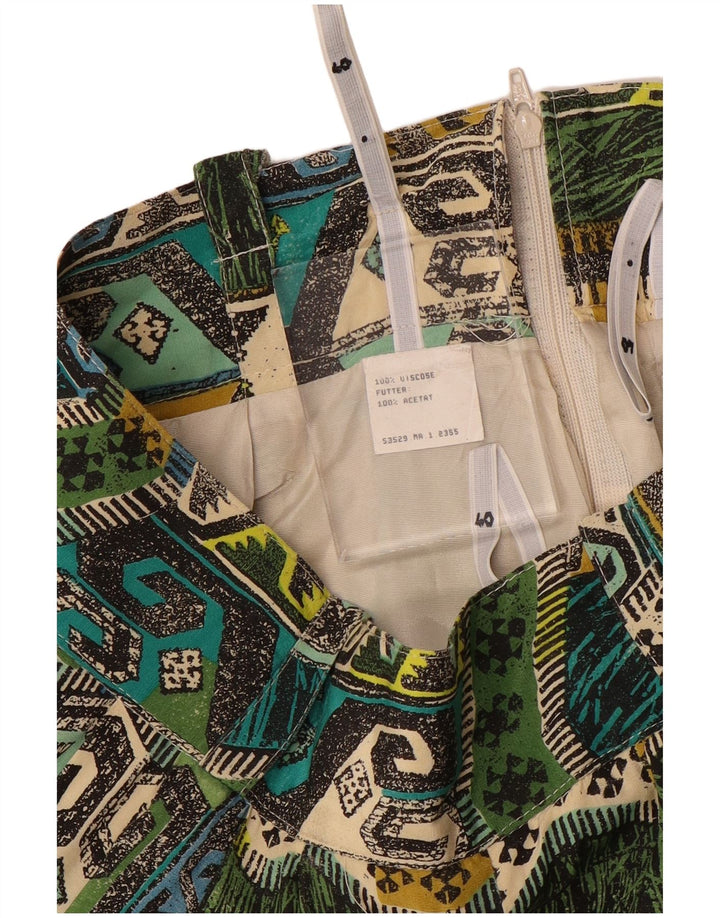 VINTAGE ženske harem hlače W28 L22 Zelena geometrijska viskoza