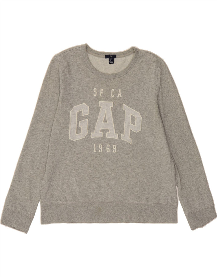 GAP Womens Graphic Sweatshirt Jumper UK 16 Large Grey Cotton Vintage Gap and Second-Hand Gap from Messina Hembry 