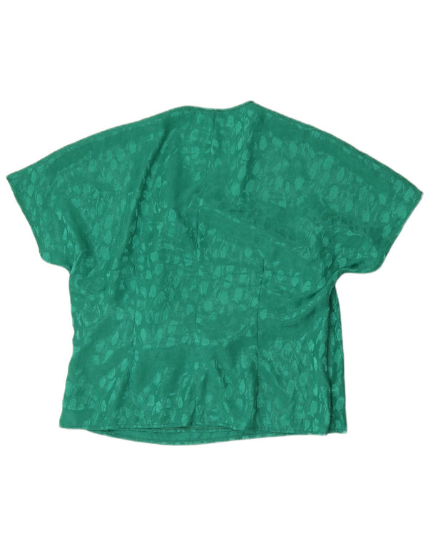 Vintage gornji dio ženske bluze UK 22 2XL poliester na zelene točke