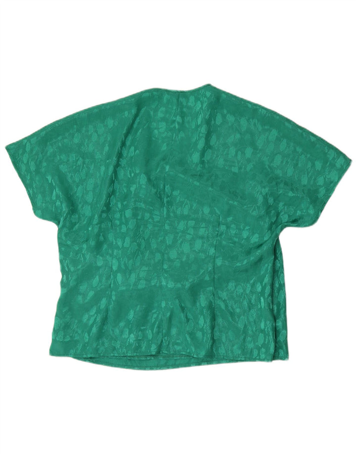 Vintage gornji dio ženske bluze UK 22 2XL poliester na zelene točke