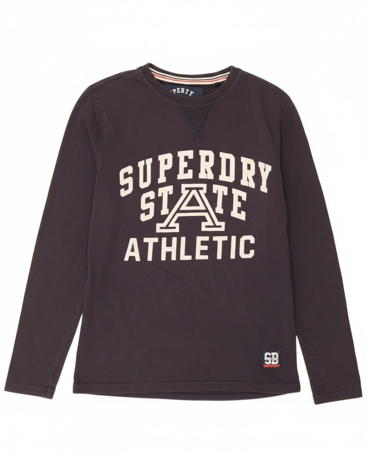 Superdry muška majica dugih rukava s grafikama, mala tamnoplava pamuk