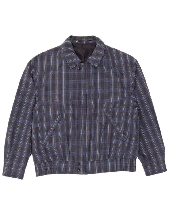 Vintage muška bomber jakna IT 50 veliki tamnoplavi karirani poliester