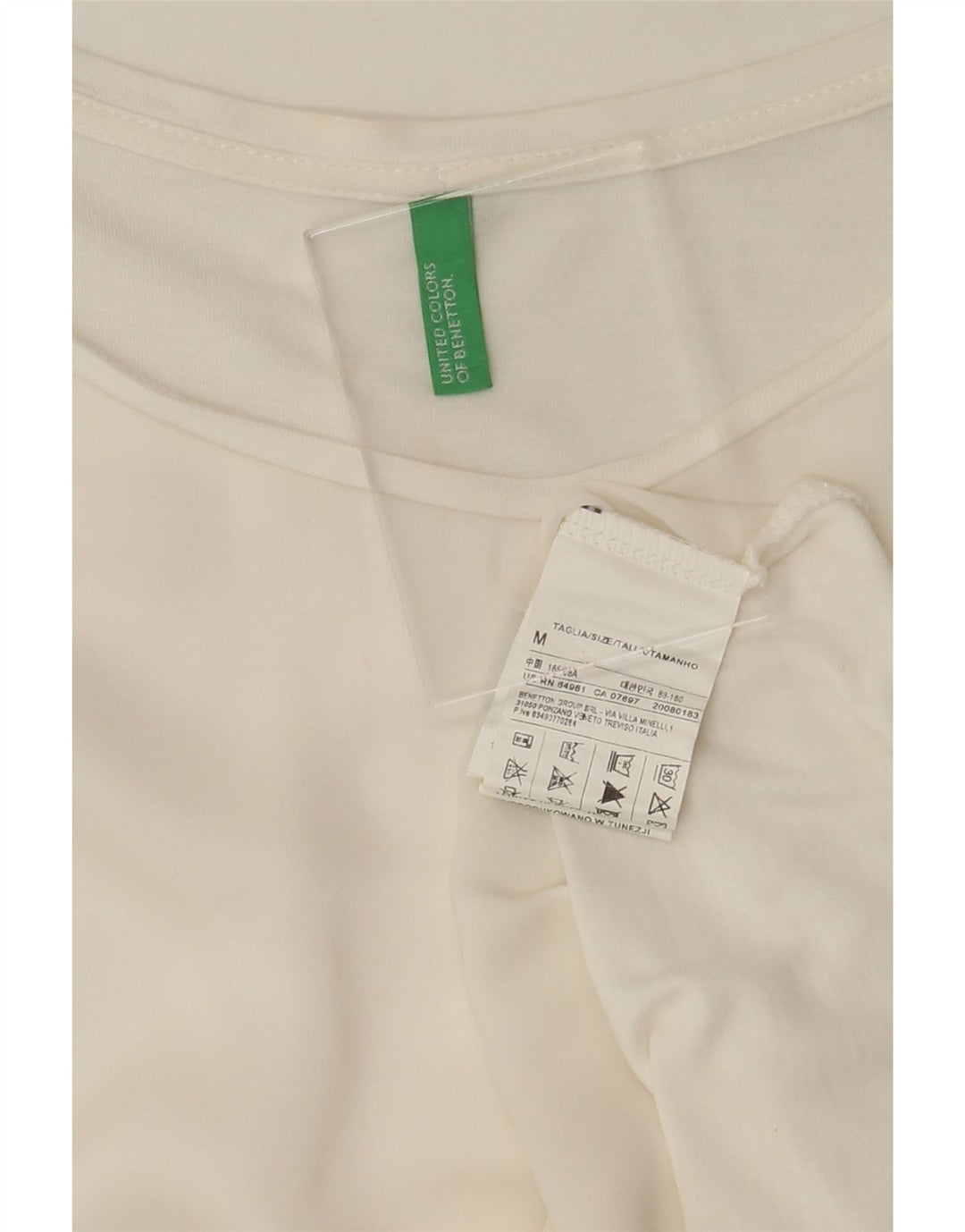 BENETTON Womens Top Long Sleeve UK 14 Medium White Viscose Vintage Benetton and Second-Hand Benetton from Messina Hembry 