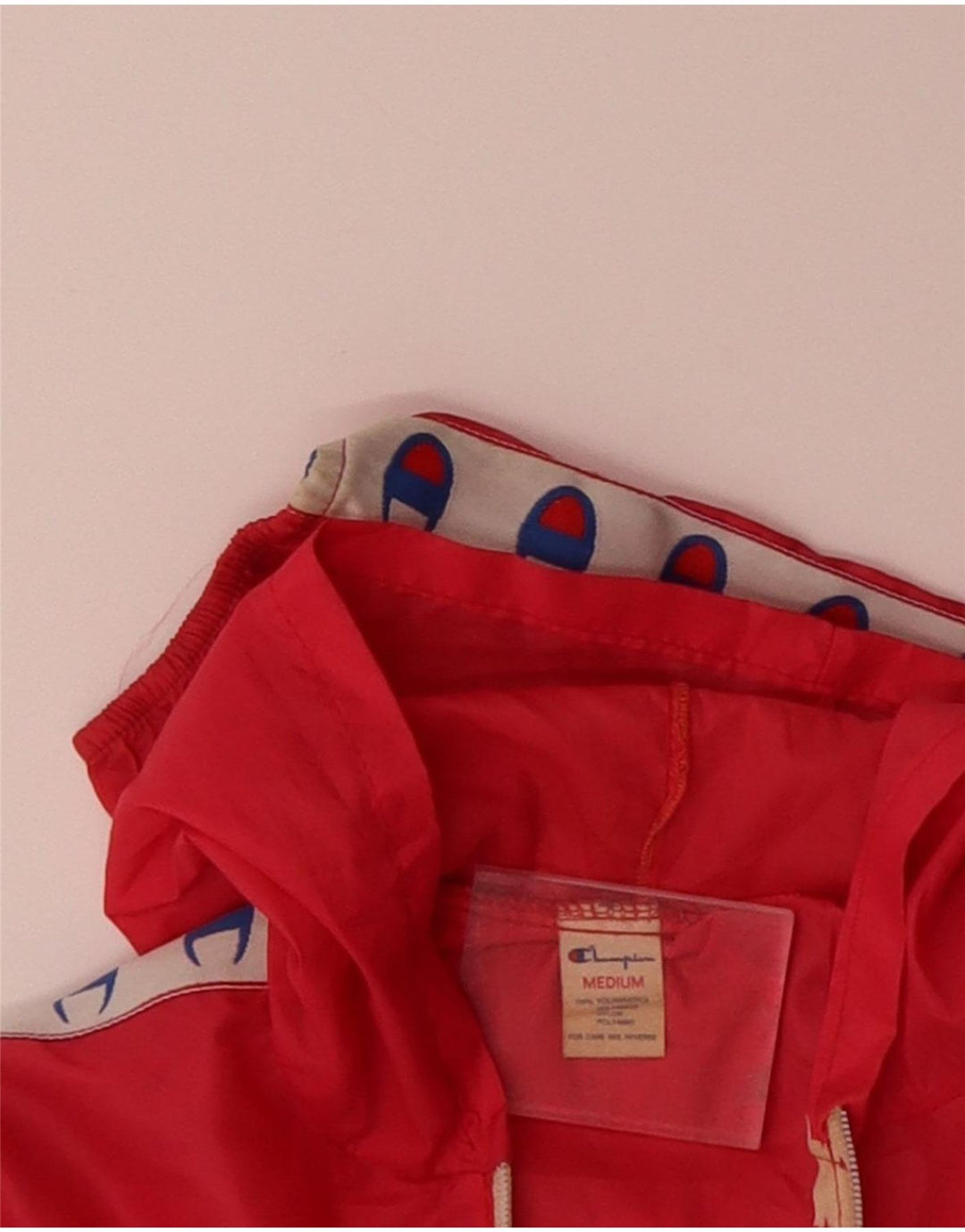 CHAMPION Womens Oversized Graphic Hooded Anorak Jacket UK 14 Medium Red