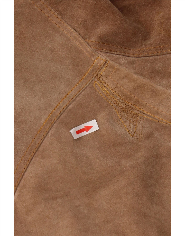 Vintage ženska jakna od brušene kože s 3 gumba UK 12 srednje smeđa