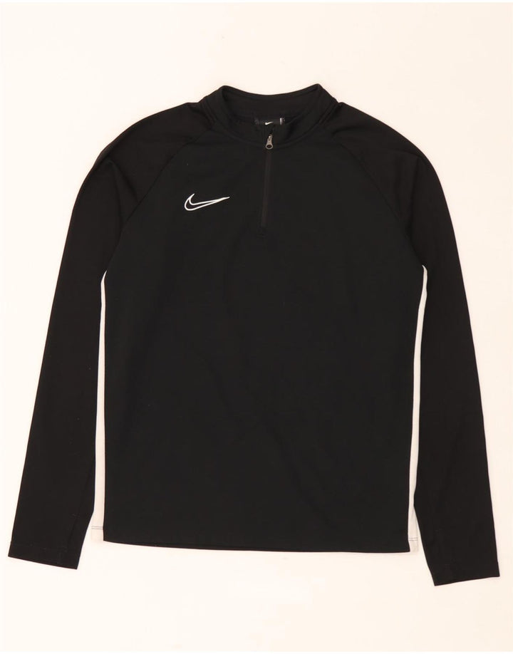 Nike Boys Dri Fit Zip Neck Pulover Top Trenirka 13-14 Years XL Black
