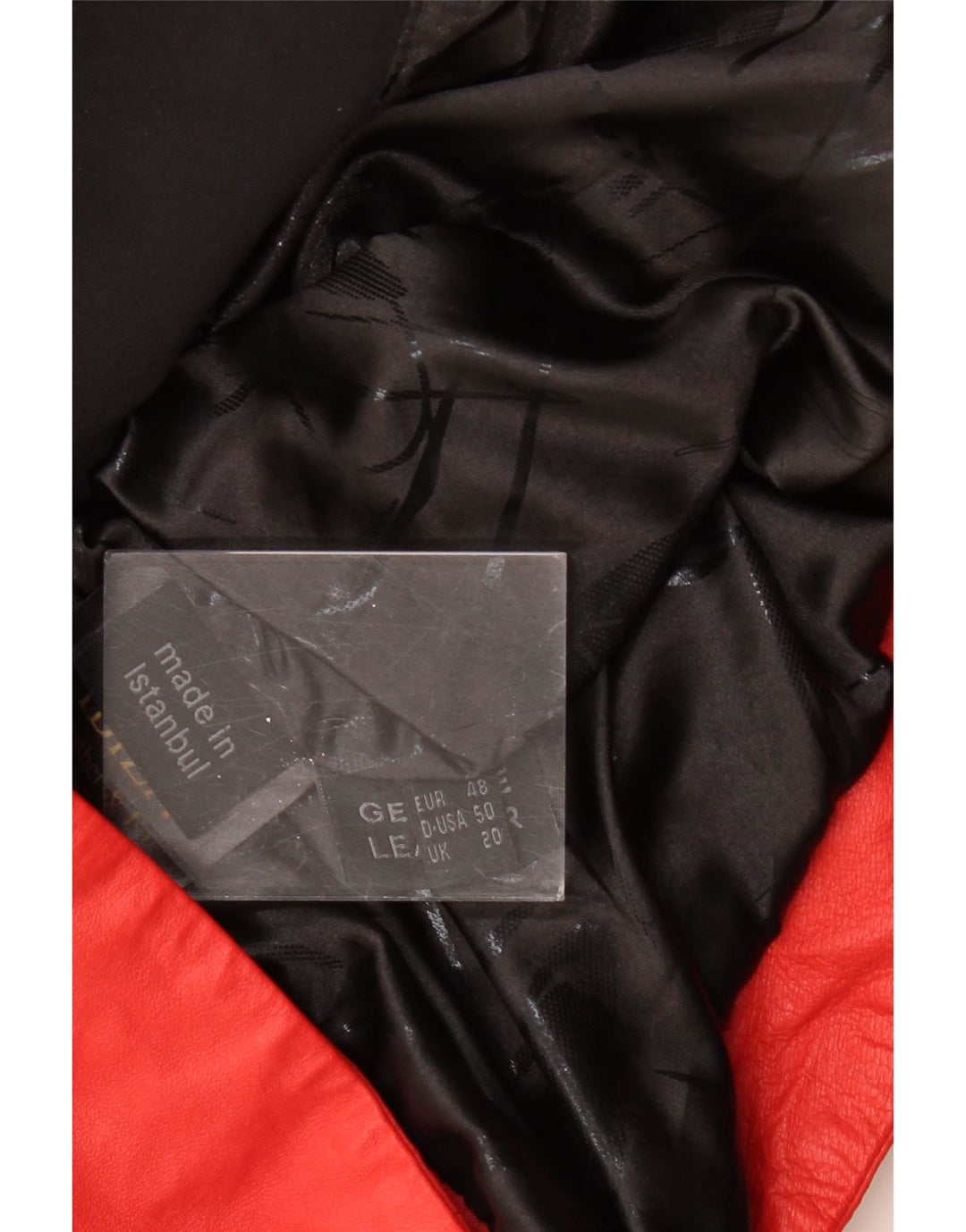 IBIZA ženska kožna jakna s kapuljačom UK 20 2XL crvena koža u blokovima boja