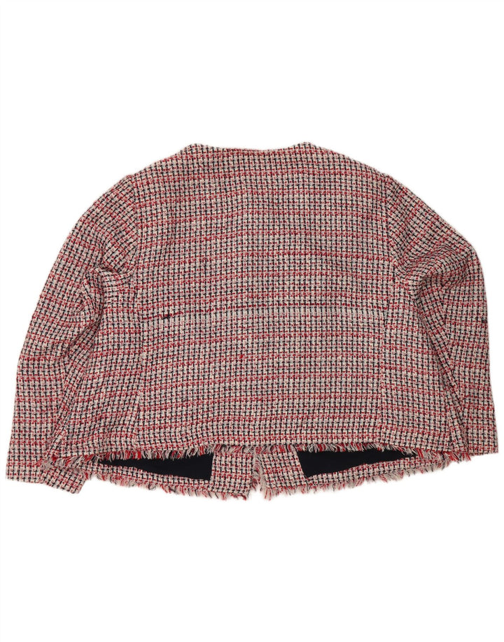 Marks & Spencer ženska jakna sako s 3 gumba UK 30 6XL crveni karirani poliester