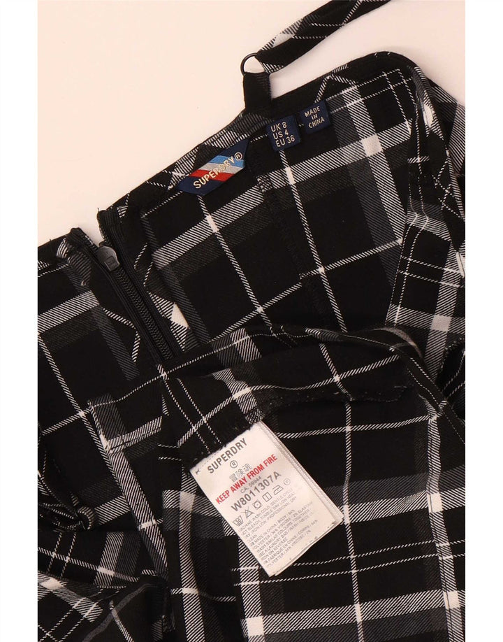 Superdry ženska haljina s pinaforom UK 8 Mali crni karirani poliester
