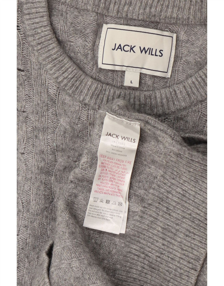 Jack Wills Ženski džemper s okruglim izrezom UK 14 Veliki sivi vuneni