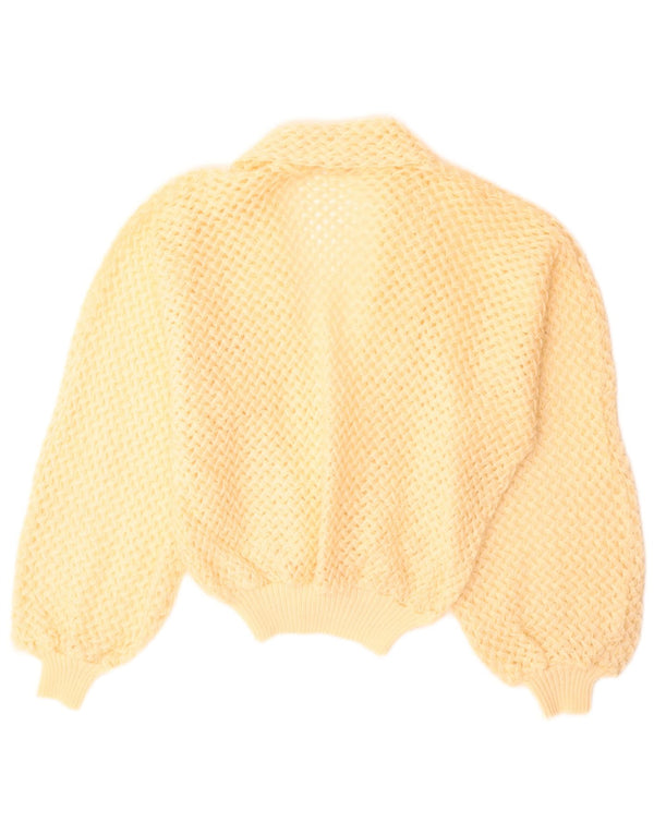 Vintage Womens Crochet Cardigan Sweater UK 14 Medium Yellow