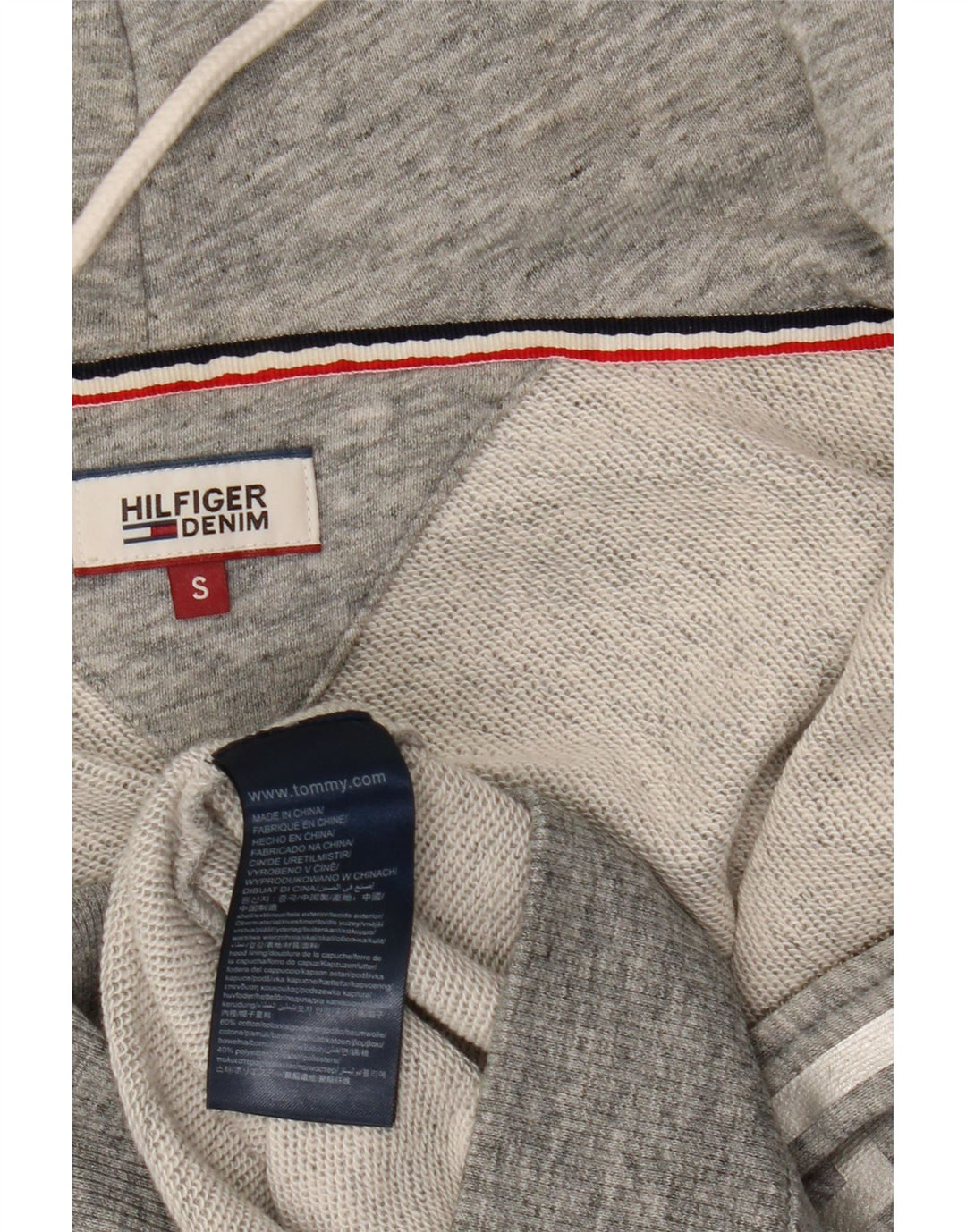 TOMMY HILFIGER Ženski preveliki pulover s kapuljačom s patentnim zatvaračem UK 10 Small Gray