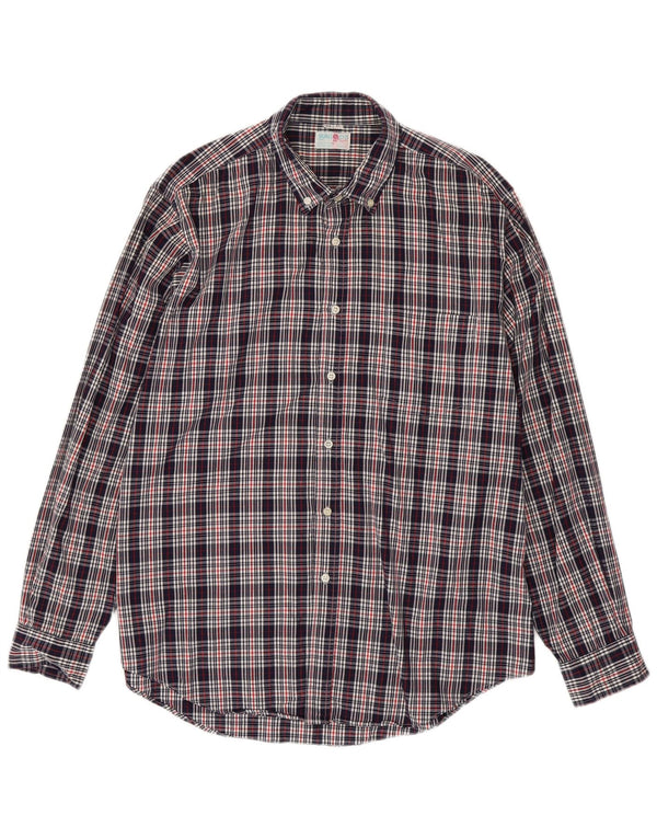 Balon muška košulja, veličina 43 17 XL tamnoplavi karirani pamuk