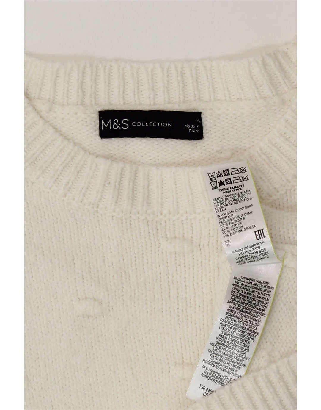Marks & Spencer ženski džemper s okruglim izrezom UK 14 srednje bijele boje