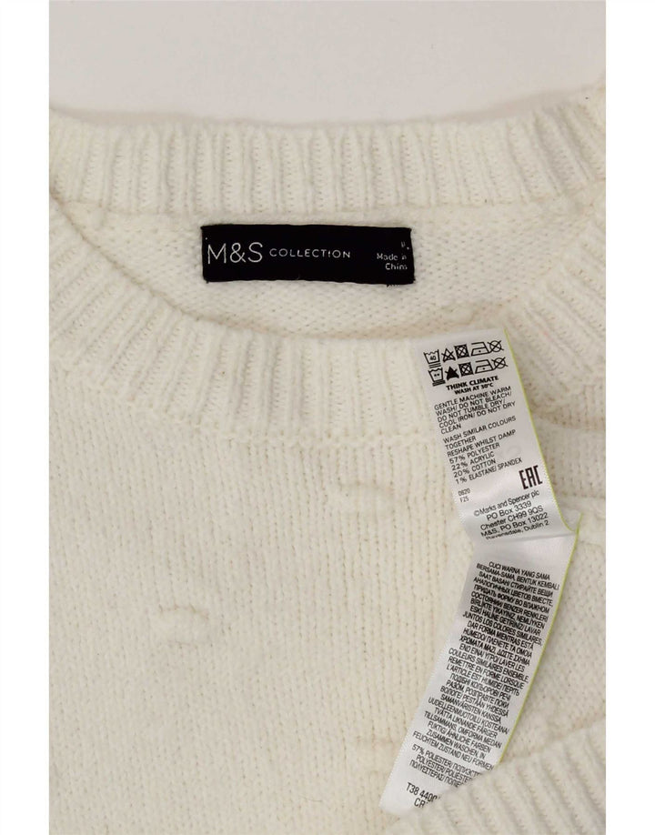 Marks & Spencer ženski džemper s okruglim izrezom UK 14 srednje bijele boje