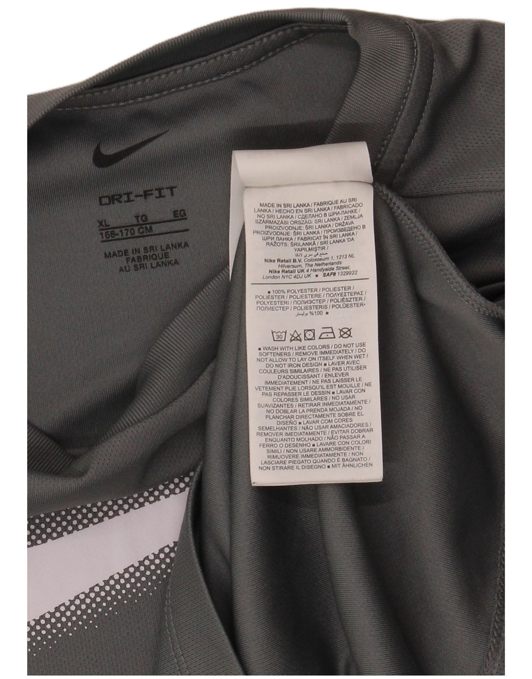 NIKE Boys Dri Fit Graphic T-Shirt Top 13-14 Years XL sivi poliester