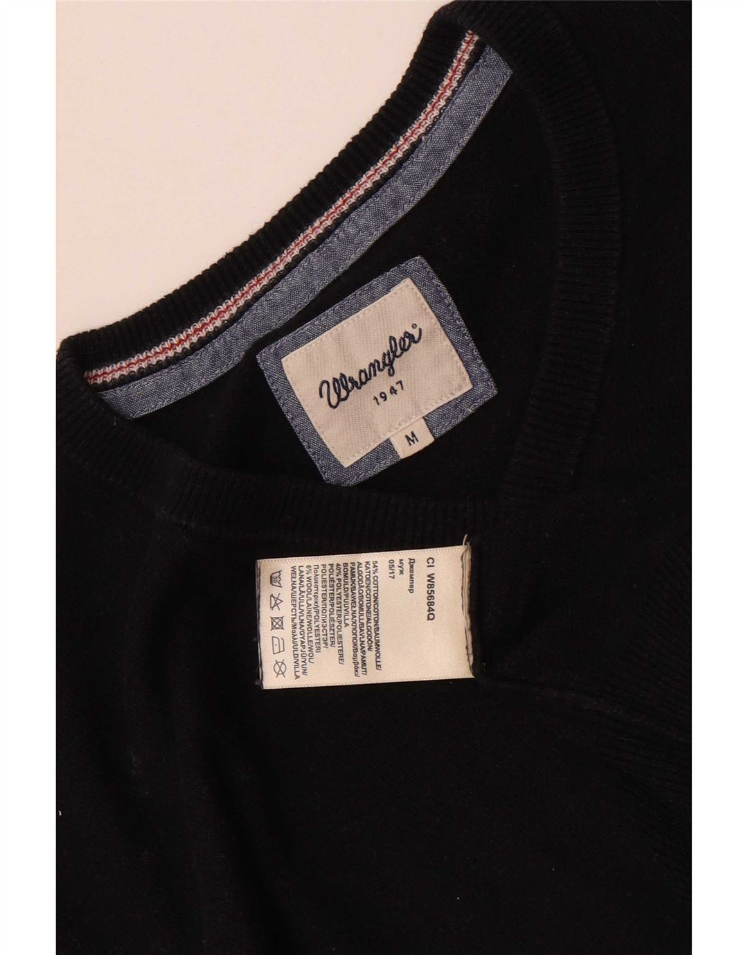 Wrangler muški džemper s V-izrezom Srednji crni pamuk