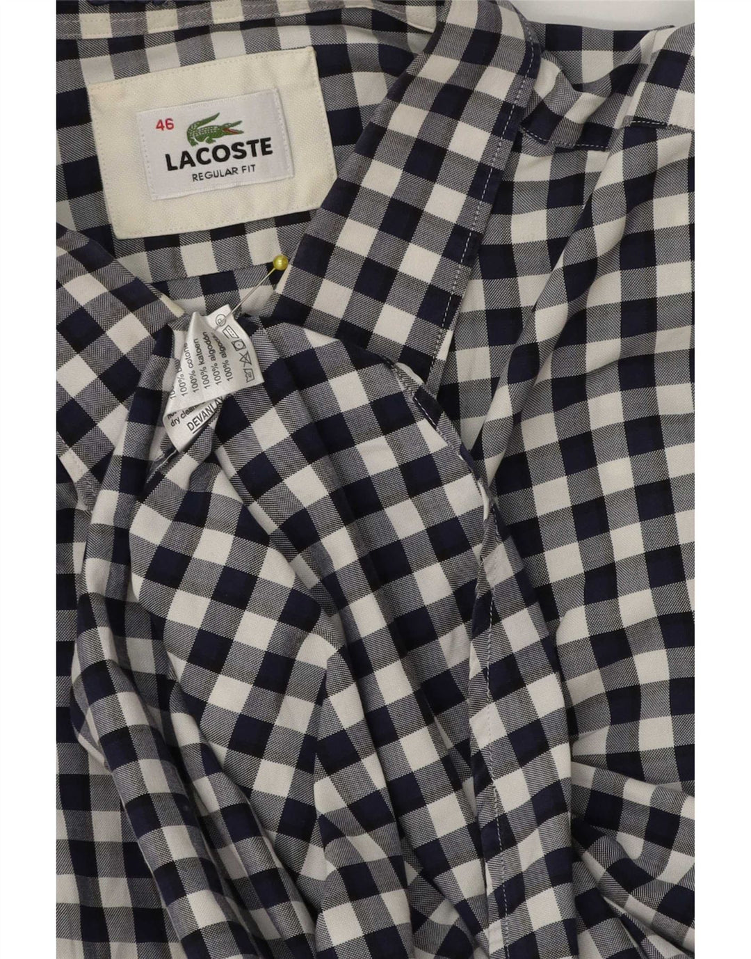 Lacoste muška košulja standardnog kroja, veličina 46 2XL tamnoplavi pamuk od ginghama