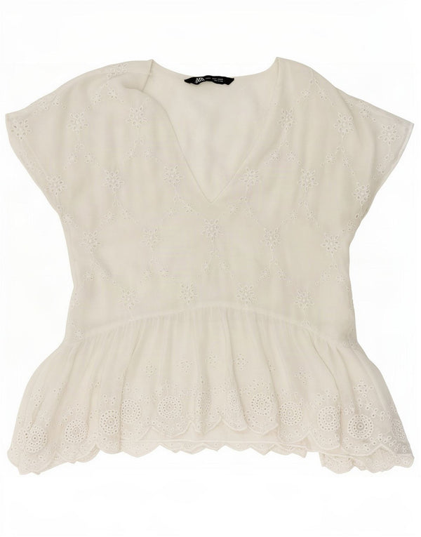 Zara ženska bluza Top UK 10 Small White Floral